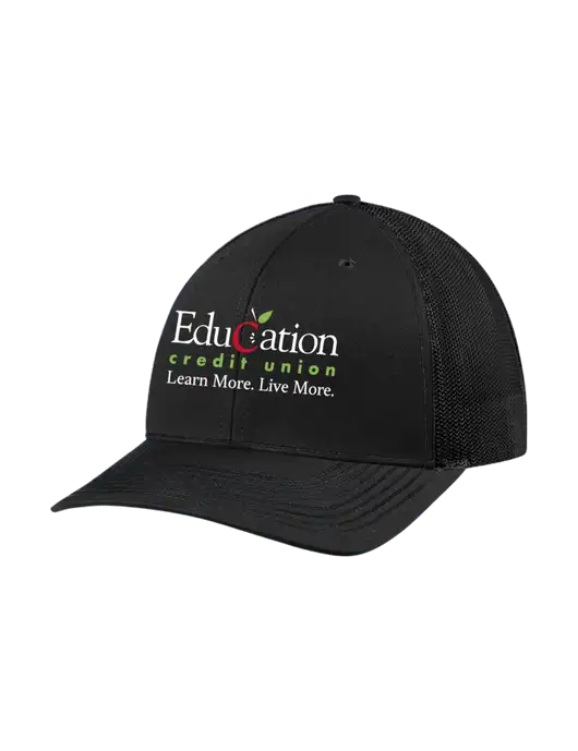 Richardson Adjustable Snapback Original 112 Trucker Cap Black w/Black Mesh w/Education Credit Union Logo