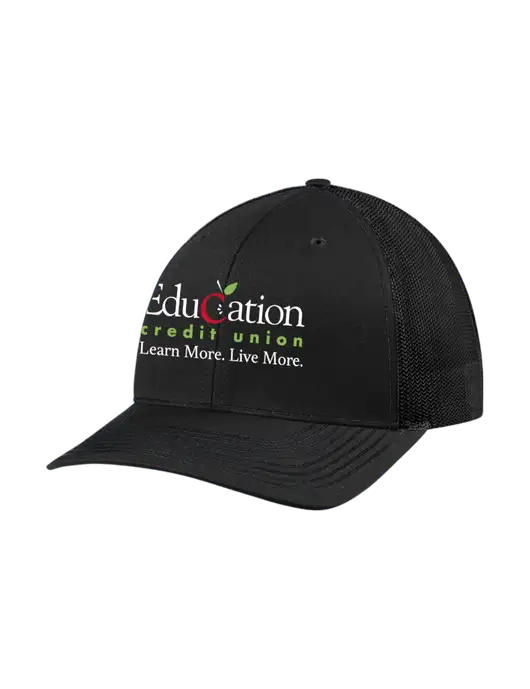 Richardson Adjustable Snapback Original 112 Trucker Cap Black w/Black Mesh w/Education Credit Union Logo