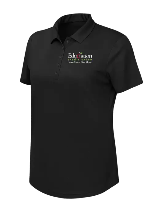 Callaway Womens Birdseye Black Polo w/Education Credit Union Logo