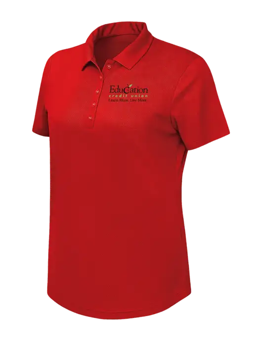 Callaway Womens Birdseye Red Polo w/Education Credit Union Logo