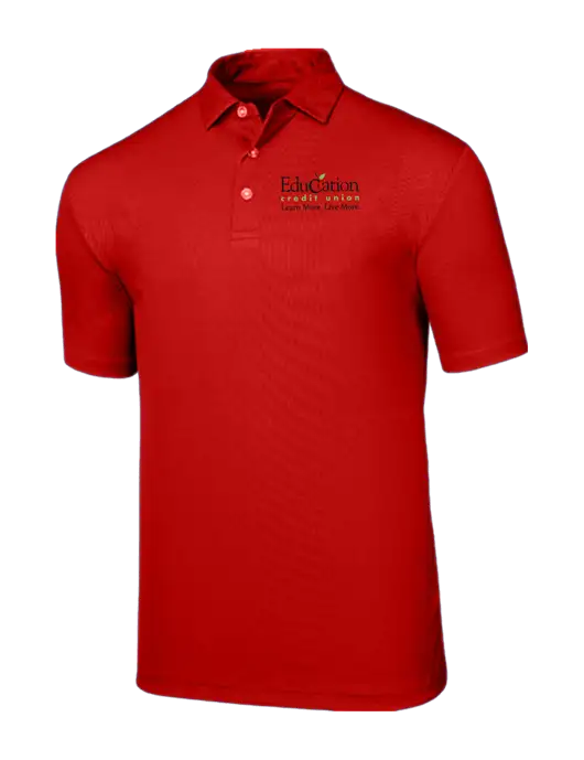 Callaway Birdseye Red Polo w/Education Credit Union Logo