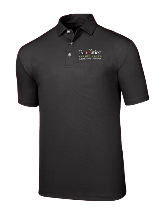 Callaway Birdseye Black Polo w/Education Credit Union Logo