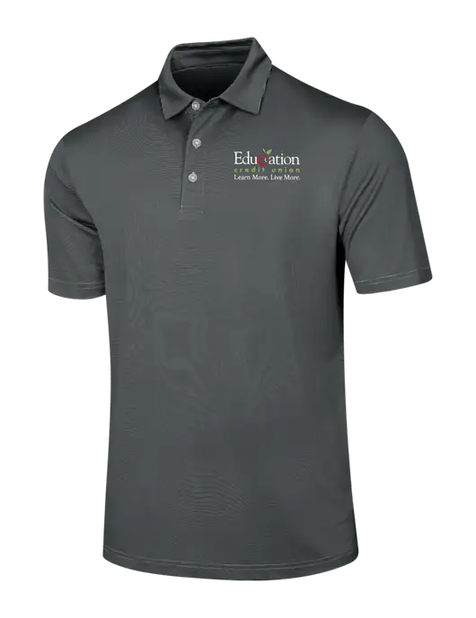 Callaway Black Fine Line Stripe Polo w/Education Credit Union Logo