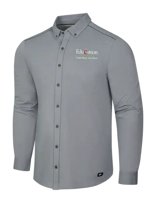 OGIO Medium Grey Heather Modern Code Stretch Button-Up Shirt w/Education Credit Union Logo