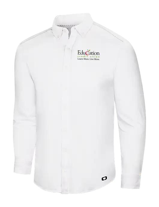 OGIO Bright White Modern Code Stretch Button-Up Shirt w/Education Credit Union Logo