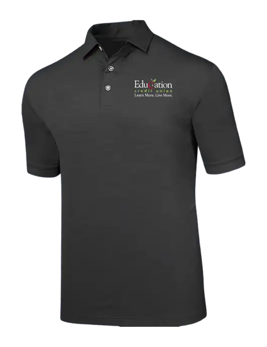 Callaway Black Fashion Tonal Polo w/Education Credit Union Logo