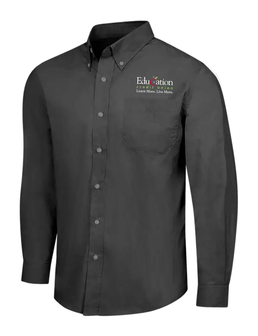 Soft Black Crosshatch Easy Care Shirt w/Education Credit Union Logo