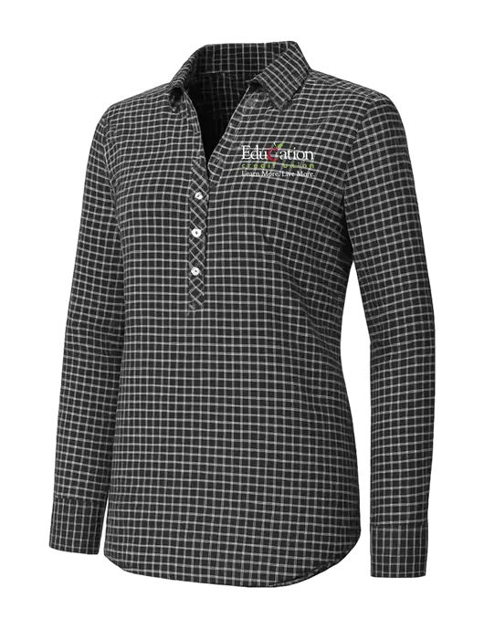 Womens Dark Grey/White City Stretch Shirt w/Education Credit Union Logo