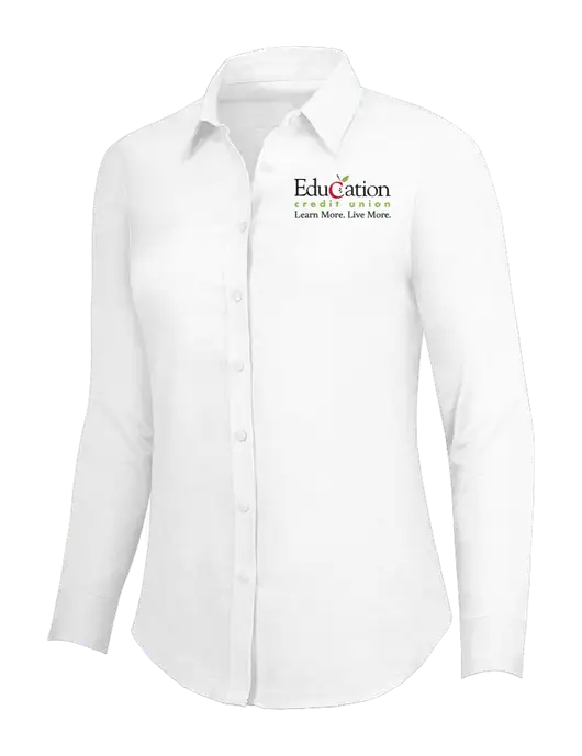 White Womens SuperPro Oxford Shirt w/Education Credit Union Logo