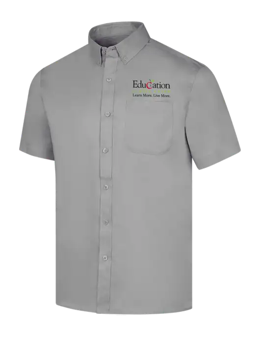 Short Sleeve Light Grey Superpro React Twill Shirt w/Education Credit Union Logo
