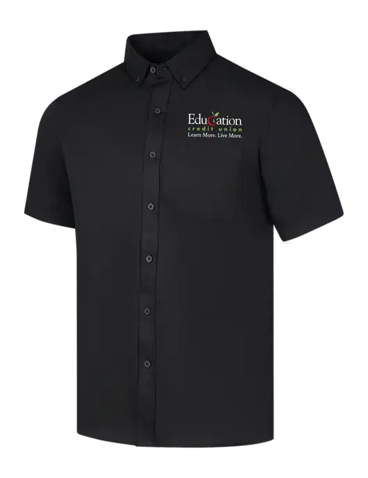 Short Sleeve Deep Black Superpro React Twill Shirt w/Education Credit Union Logo