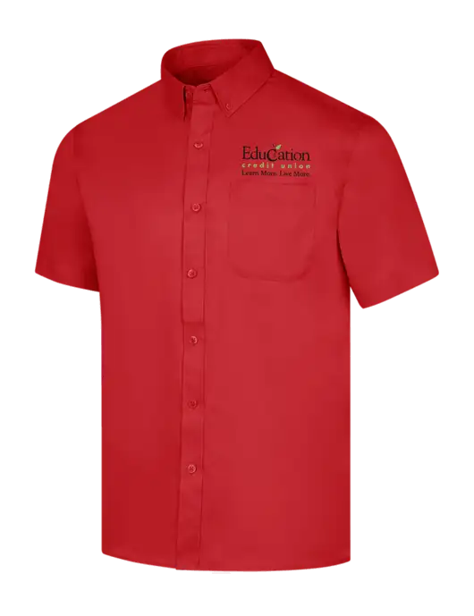 Short Sleeve Red Superpro React Twill Shirt w/Education Credit Union Logo