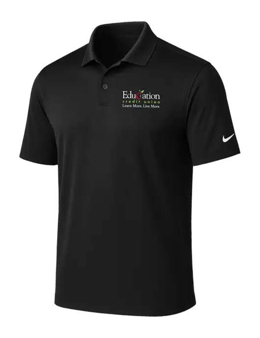 NIKE Black Victory Solid Polo w/Education Credit Union Logo