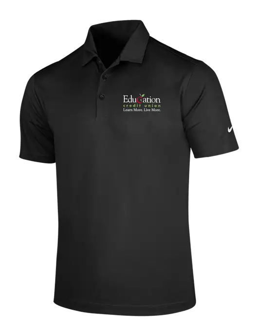 NIKE Black Dri-Fit Vertical Mesh Polo w/Education Credit Union Logo