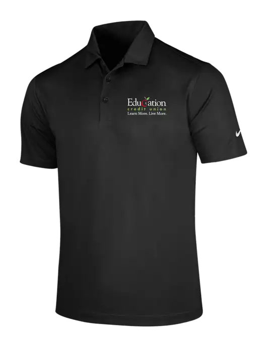 NIKE Black Dri-Fit Vertical Mesh Polo w/Education Credit Union Logo