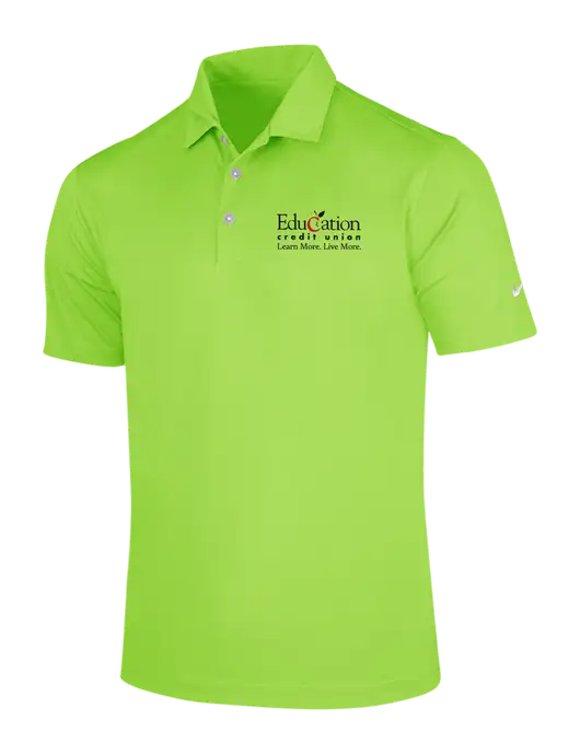 NIKE Light Kelly Green Dri-Fit Vertical Mesh Polo w/Education Credit Union Logo