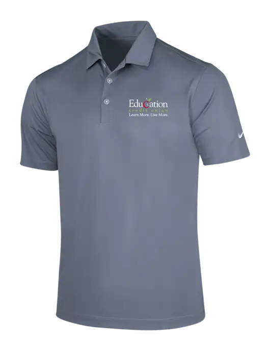 NIKE Medium Grey Dri-Fit Vertical Mesh Polo w/Education Credit Union Logo
