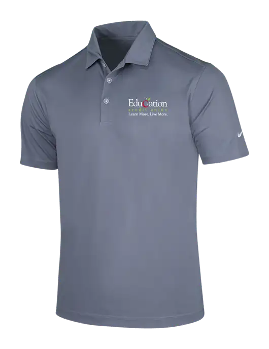 NIKE Medium Grey Dri-Fit Vertical Mesh Polo w/Education Credit Union Logo