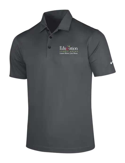 NIKE Dark Grey Dri-Fit Vertical Mesh Polo w/Education Credit Union Logo