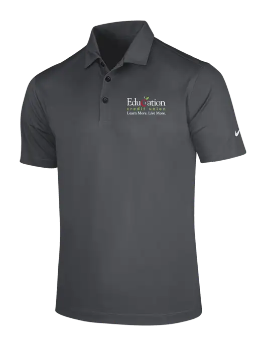 NIKE Dark Grey Dri-Fit Vertical Mesh Polo w/Education Credit Union Logo