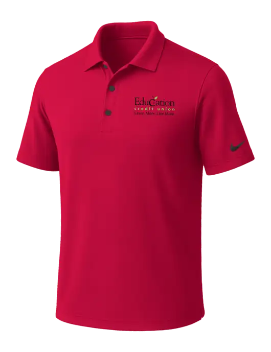 NIKE Red Dri-Fit Micro Pique Polo w/Education Credit Union Logo