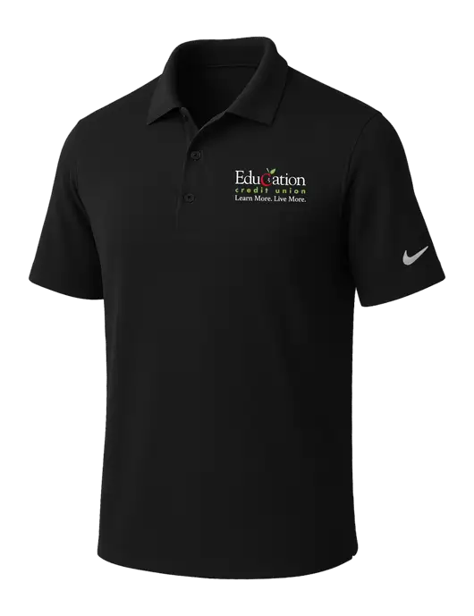 NIKE Black Dri-Fit Micro Pique Polo w/Education Credit Union Logo