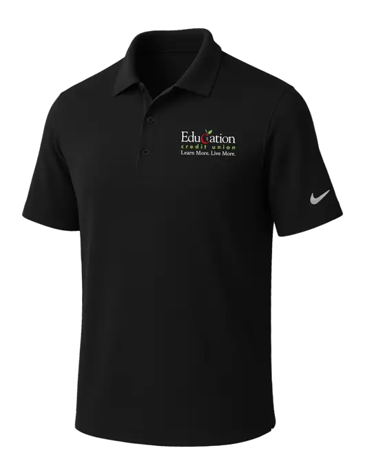NIKE Black Dri-Fit Micro Pique Polo w/Education Credit Union Logo