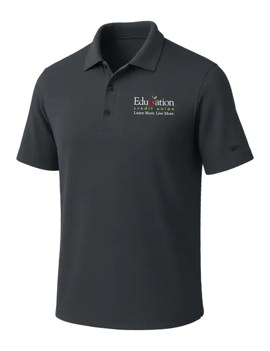 NIKE Dark Grey Dri-Fit Micro Pique Polo w/Education Credit Union Logo