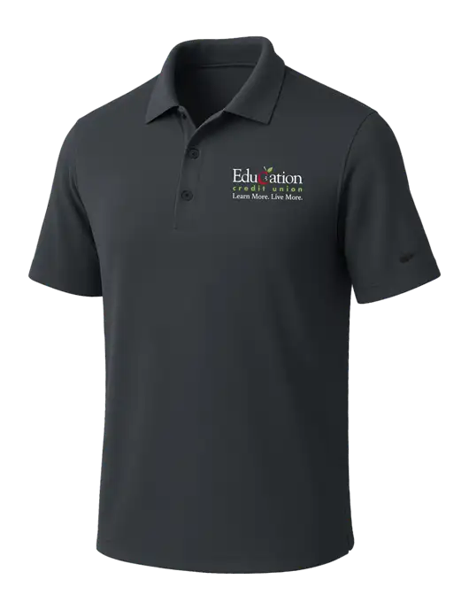 NIKE Dark Grey Dri-Fit Micro Pique Polo w/Education Credit Union Logo