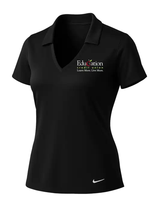 NIKE Black Womens Dri-Fit Vertical Mesh Polo w/Education Credit Union Logo