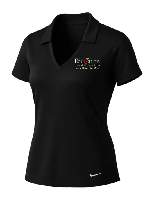 NIKE Black Womens Dri-Fit Vertical Mesh Polo w/Education Credit Union Logo