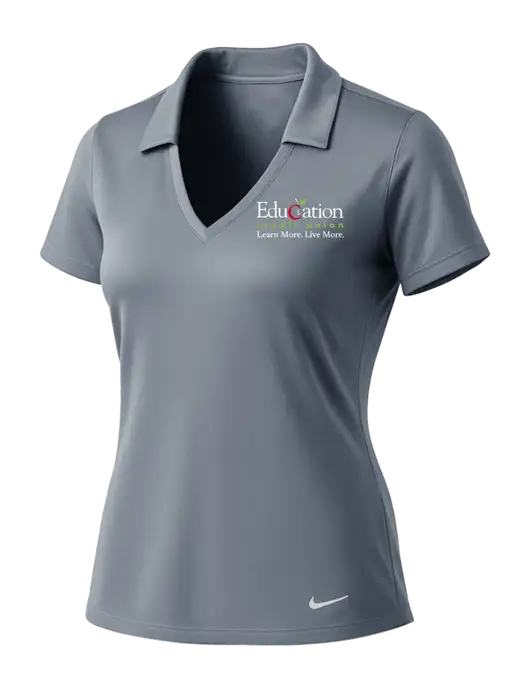 NIKE Medium Grey Womens Dri-Fit Vertical Mesh Polo w/Education Credit Union Logo