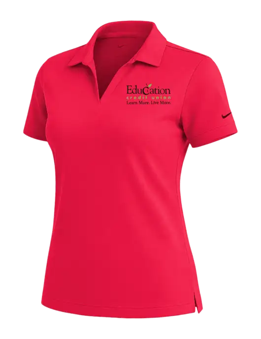 NIKE Red Womens Dri-Fit Micro Pique Polo w/Education Credit Union Logo