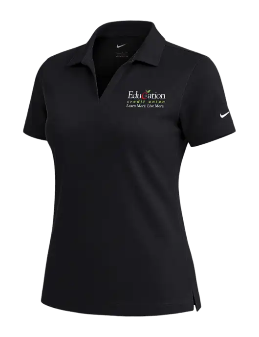NIKE Black Womens Dri-Fit Micro Pique Polo w/Education Credit Union Logo