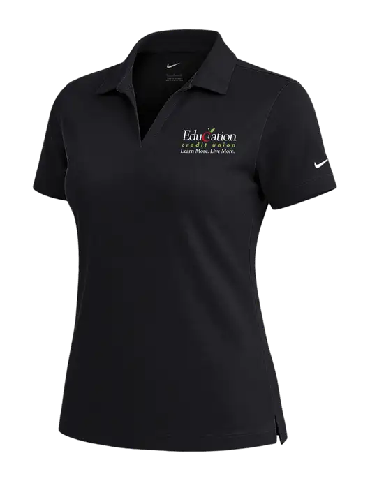 NIKE Black Womens Dri-Fit Micro Pique Polo w/Education Credit Union Logo