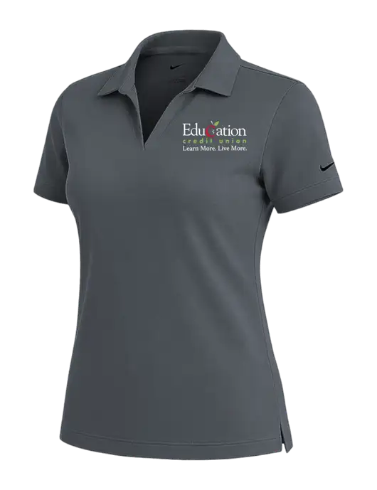 NIKE Dark Grey Womens Dri-Fit Micro Pique Polo w/Education Credit Union Logo