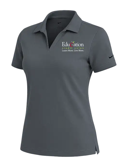 NIKE Dark Grey Womens Dri-Fit Micro Pique Polo w/Education Credit Union Logo