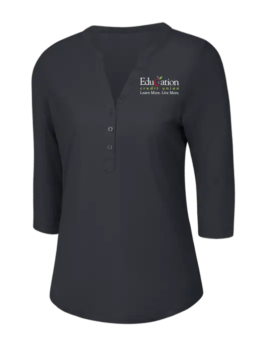 OGIO Charcoal Grey Jewel Henley w/Education Credit Union Logo