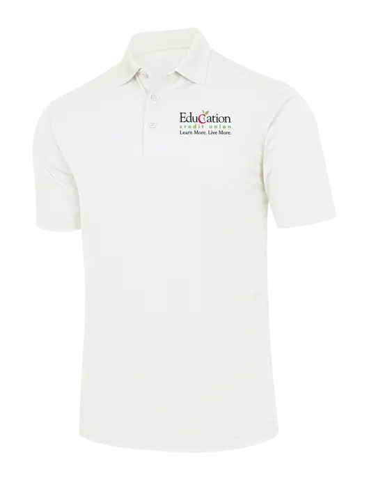 White Micropique Sport-Wick Polo w/Education Credit Union Logo