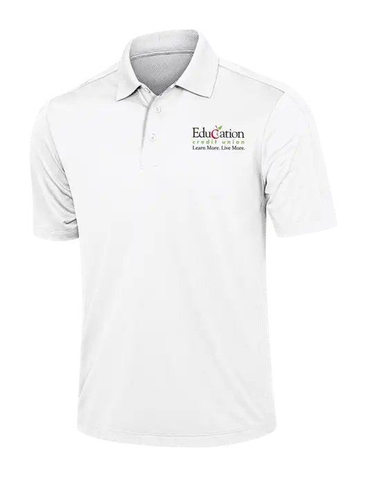 White Diamond Textured Jacquard Polo w/Education Credit Union Logo