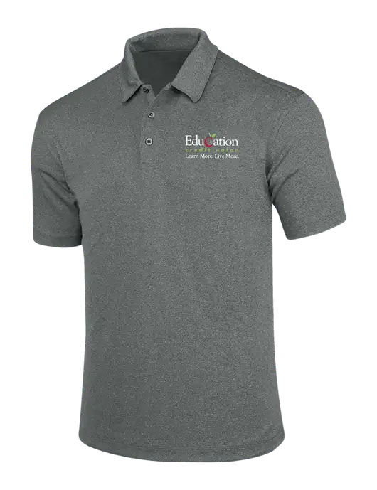Charcoal Trace Heather Polo w/Education Credit Union Logo