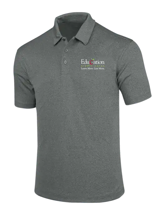 Charcoal Trace Heather Polo w/Education Credit Union Logo