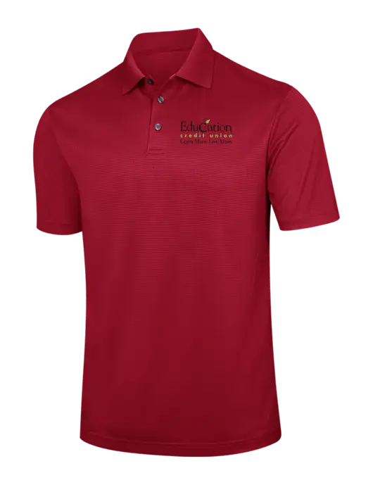 Red Performance Fine Jacquard Polo w/Education Credit Union Logo