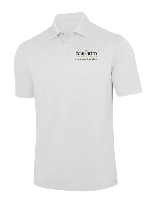 White Performance Fine Jacquard Polo w/Education Credit Union Logo