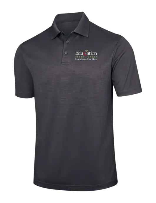 Dark Grey Performance Fine Jacquard Polo w/Education Credit Union Logo