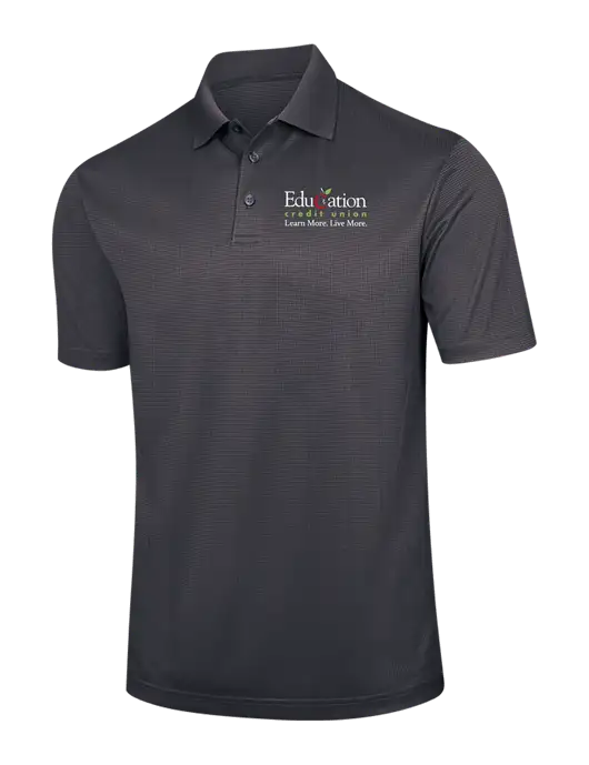 Dark Grey Performance Fine Jacquard Polo w/Education Credit Union Logo