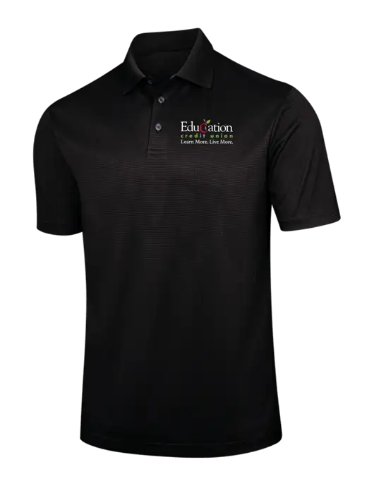 Black Performance Fine Jacquard Polo w/Education Credit Union Logo
