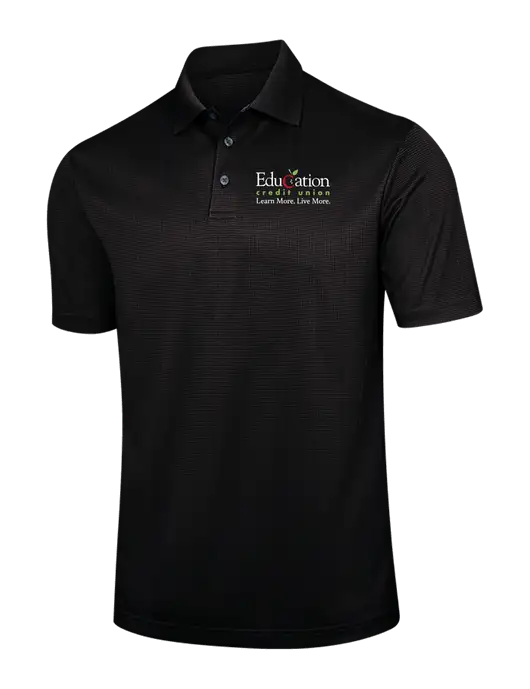 Black Performance Fine Jacquard Polo w/Education Credit Union Logo