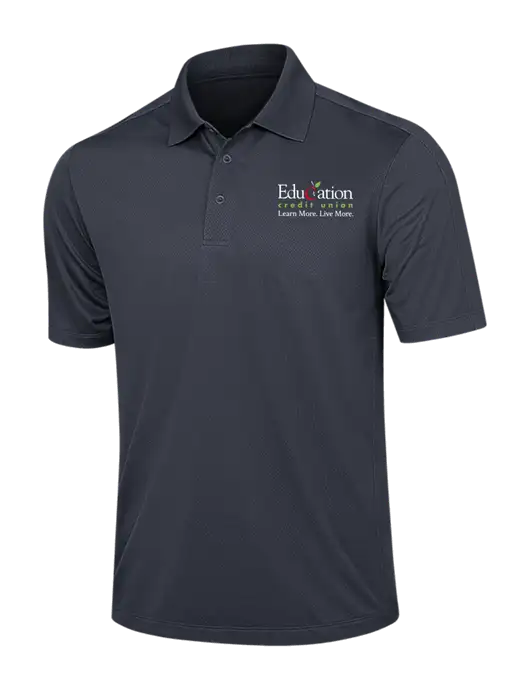Dark Grey Diamond Textured Jacquard Polo w/Education Credit Union Logo