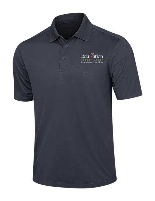 Dark Grey Diamond Textured Jacquard Polo w/Education Credit Union Logo